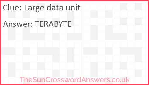 Large Data Unit Crossword Clue TheSunCrosswordAnswers co uk