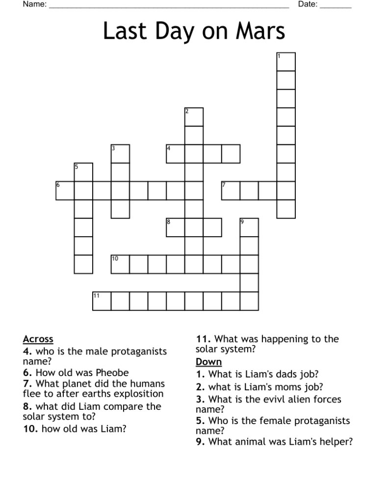 Last Day On Mars Crossword WordMint