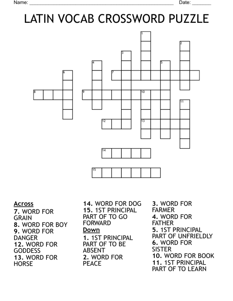 Latin Crossword Puzzle Free