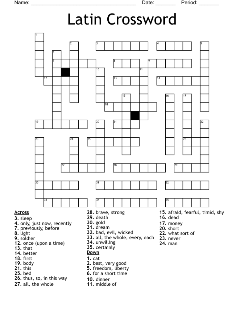 Latin Crossword WordMint