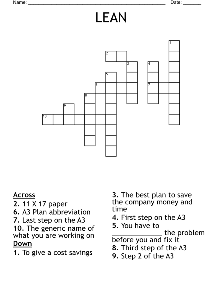 LEAN Crossword WordMint