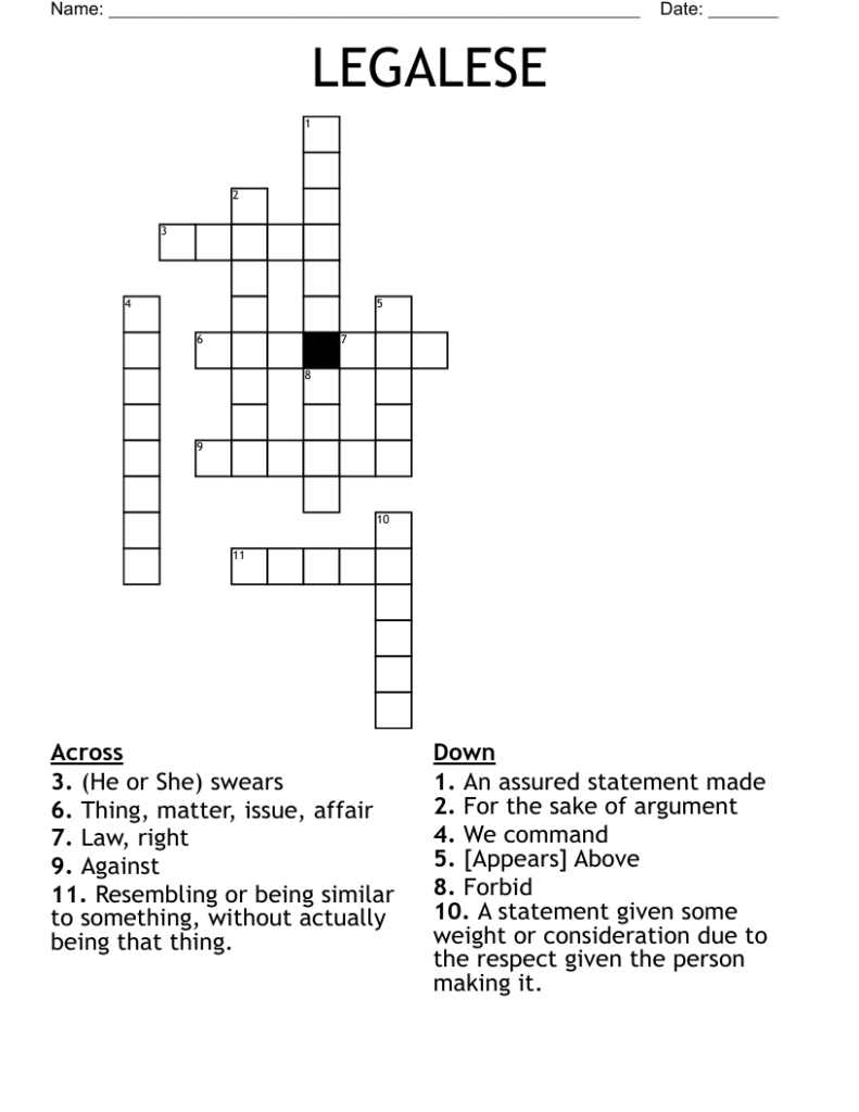 LEGALESE Crossword WordMint