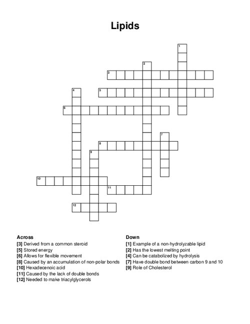 Lipids Crossword Puzzle