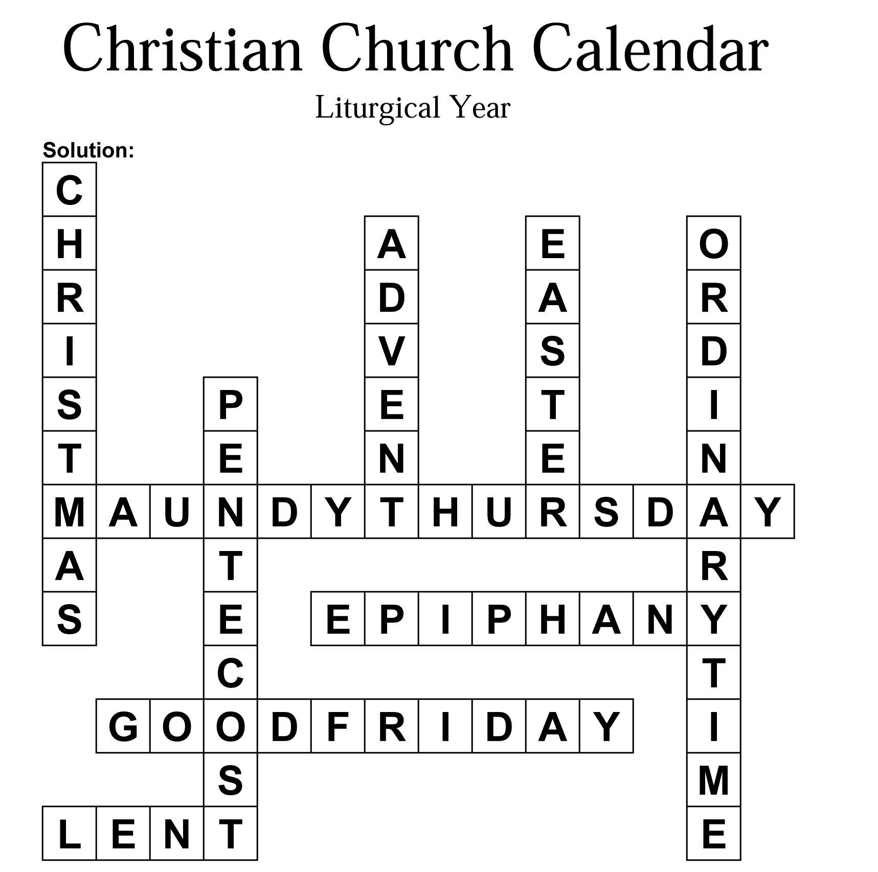 Liturgical Calendar Puzzle