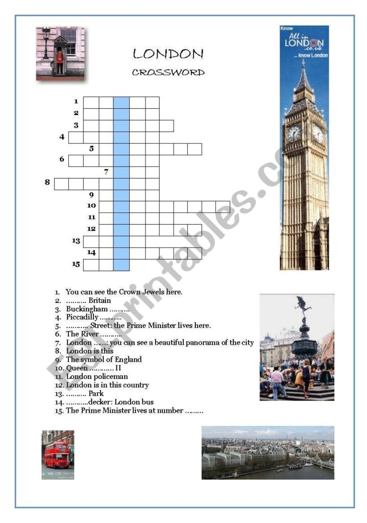 London Crossword ESL Worksheet By Tecus