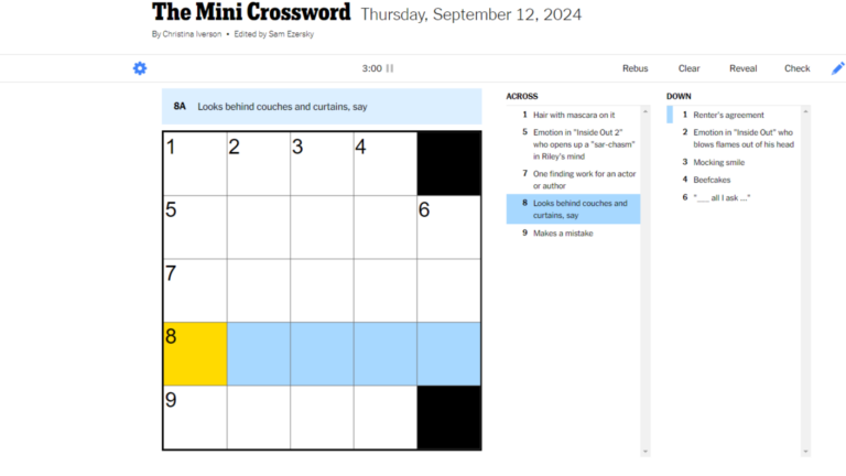  Looks Behind Couches And Curtains Say NYT Mini Clue Hints And Answer 