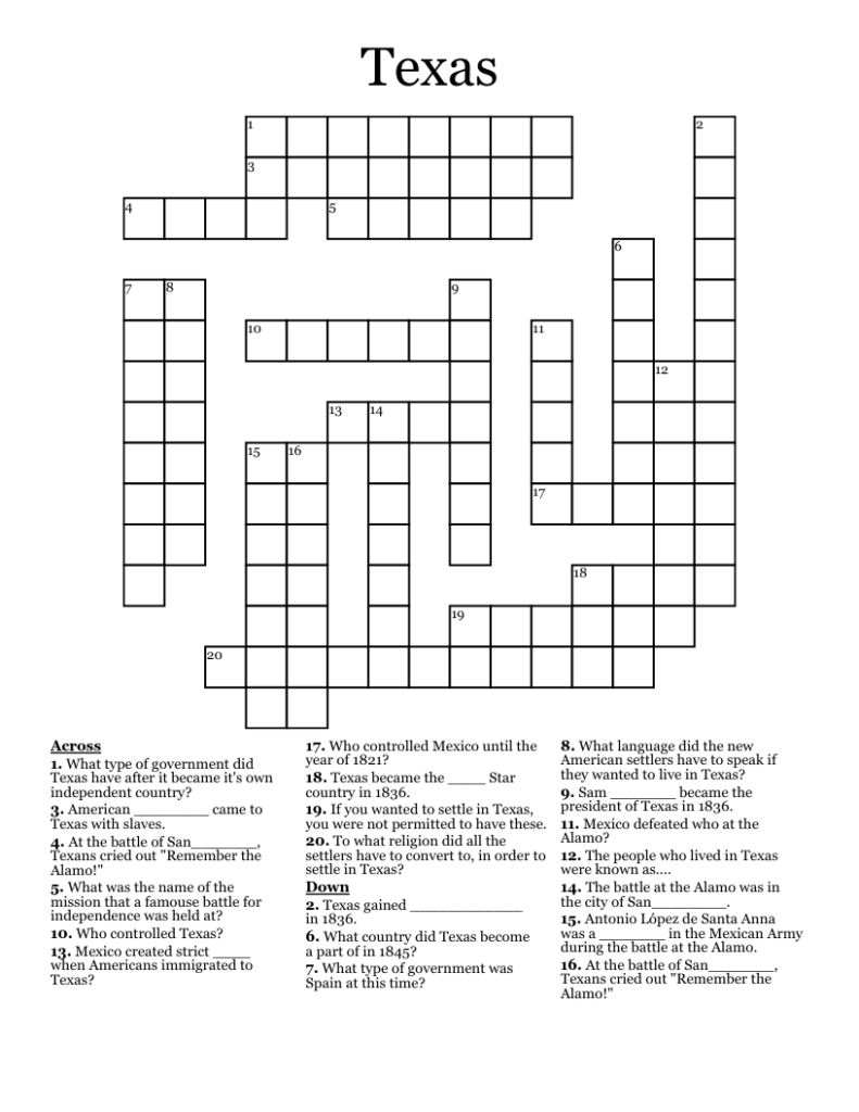 Major Texas Industry Nyt Crossword Prntbl concejomunicipaldechinu gov co