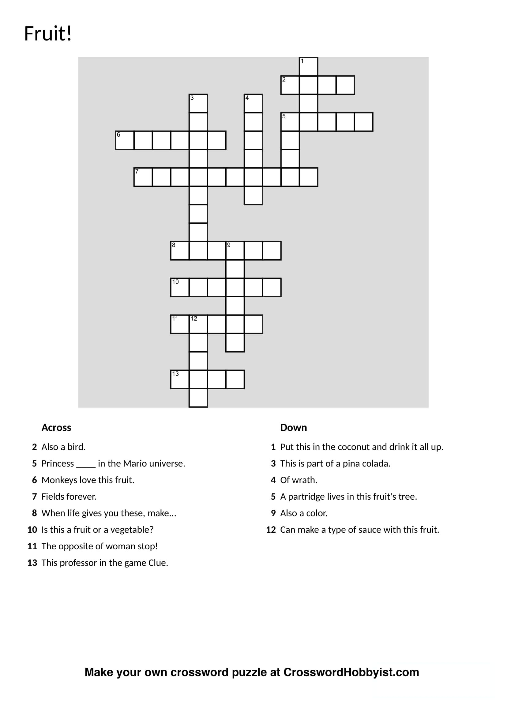 Make Your Own Crossword Puzzle Free Printable