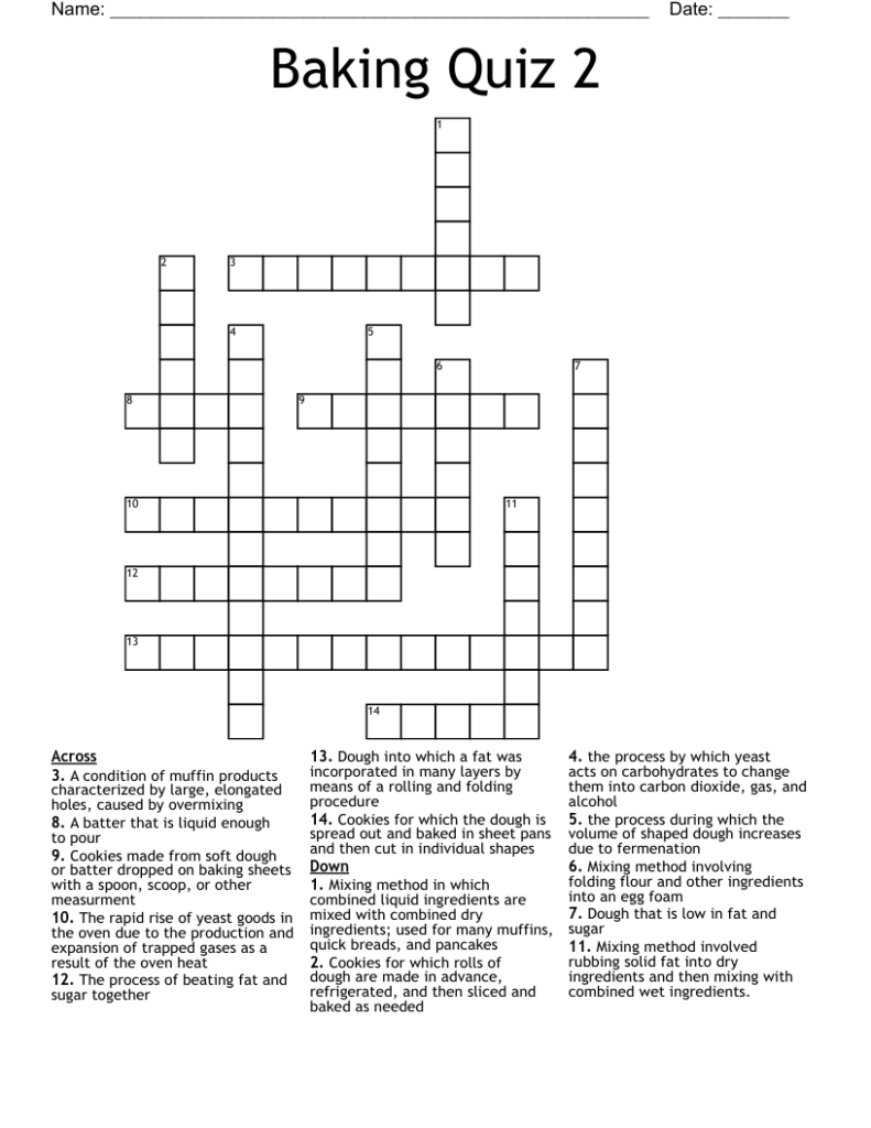 Making Cookies Crossword WordMint