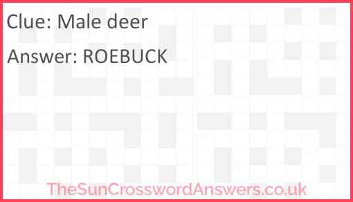 Male Deer Crossword Clue TheSunCrosswordAnswers co uk