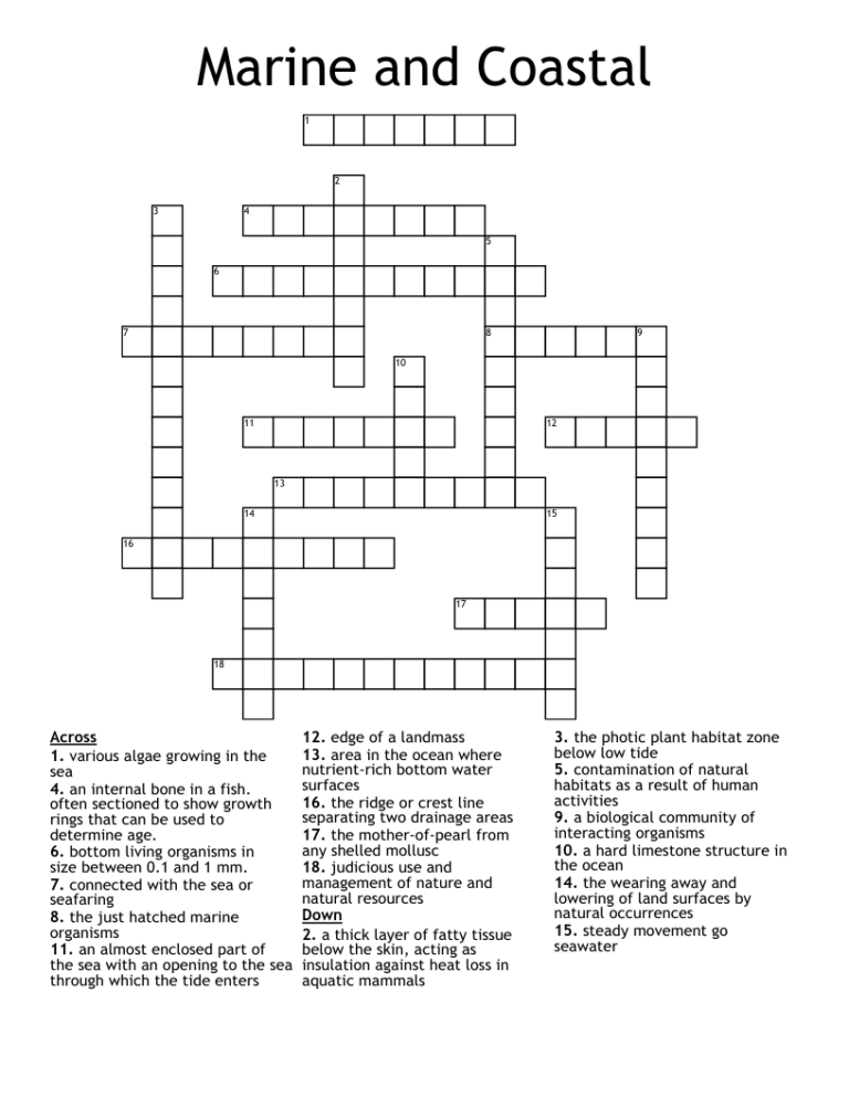 Marine And Coastal Crossword WordMint