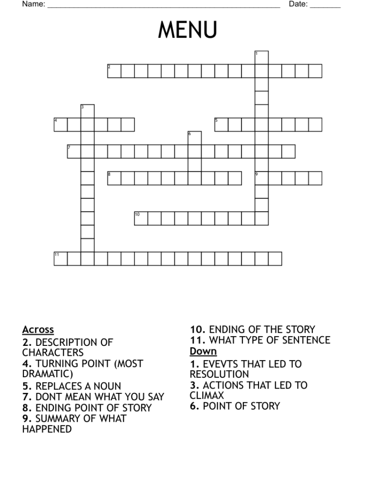 MENU Crossword WordMint