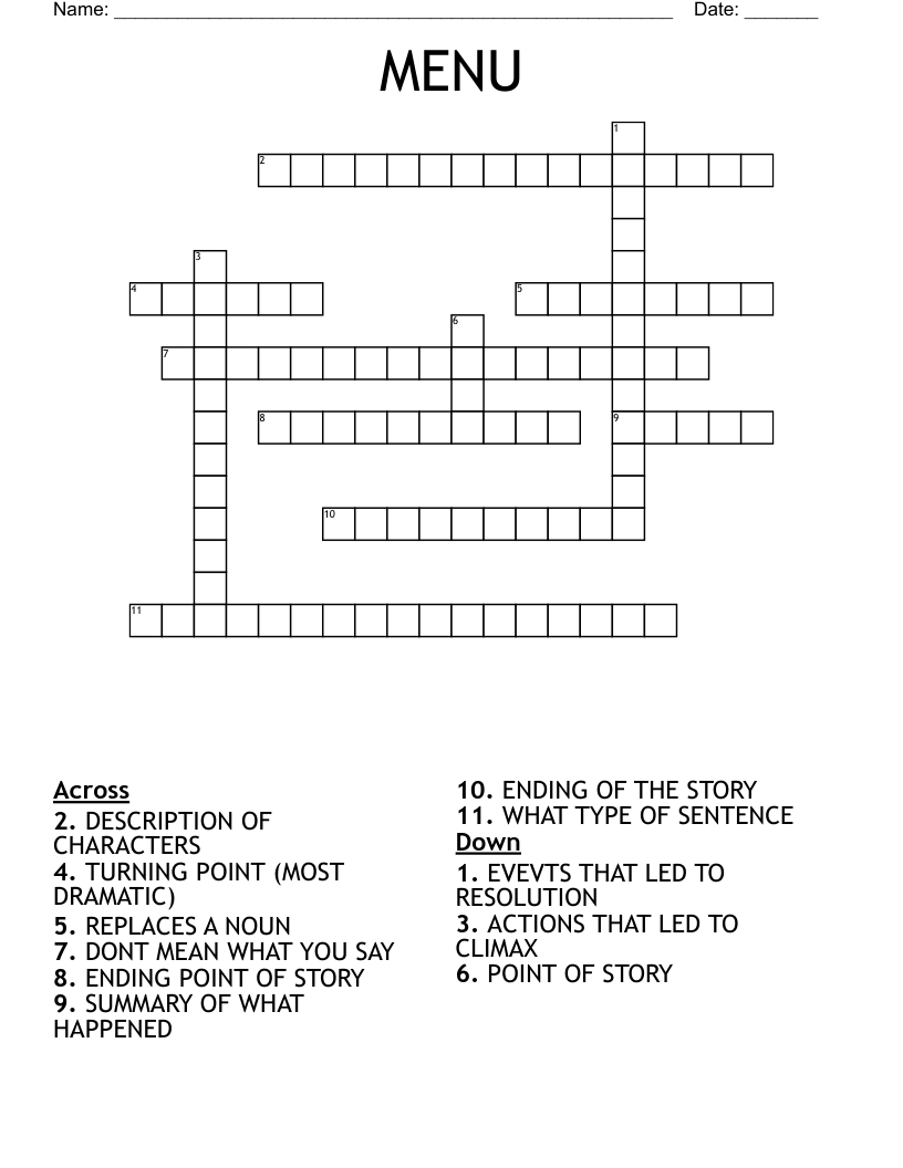 MENU Crossword WordMint