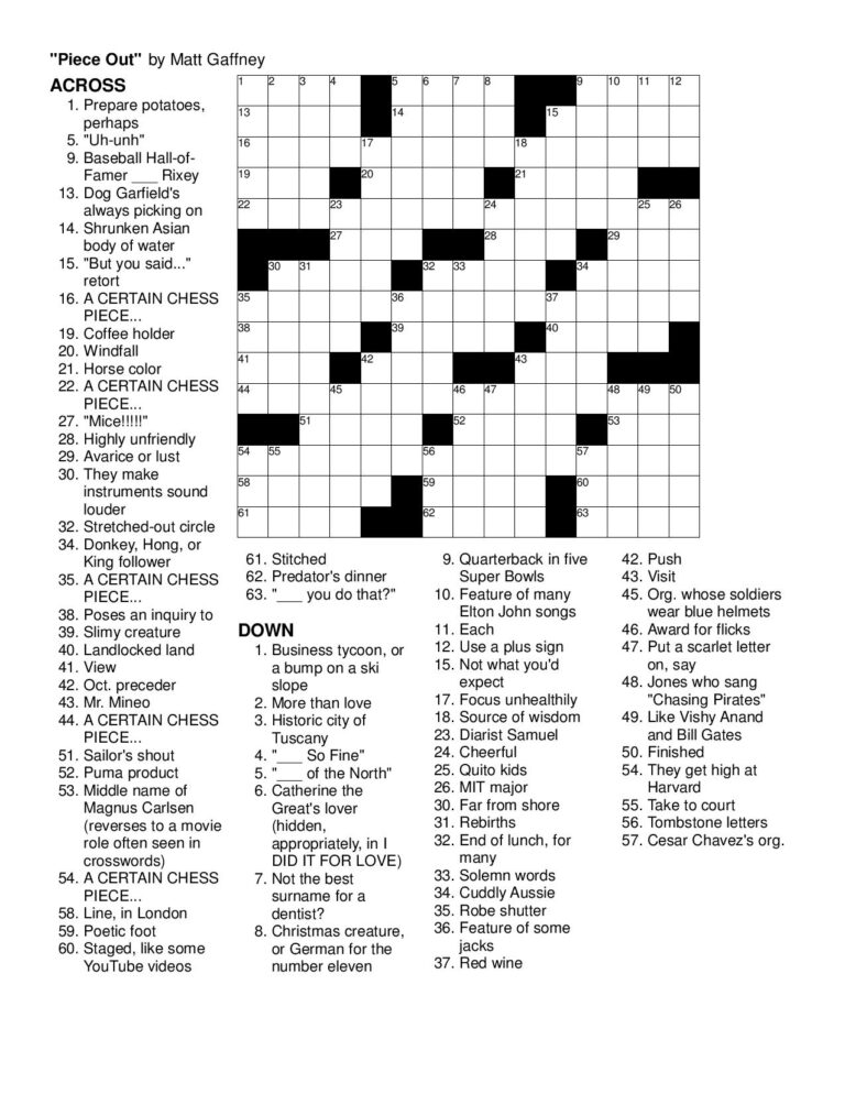 Merl Reagle s Sunday Crossword Free Printable Free Printable