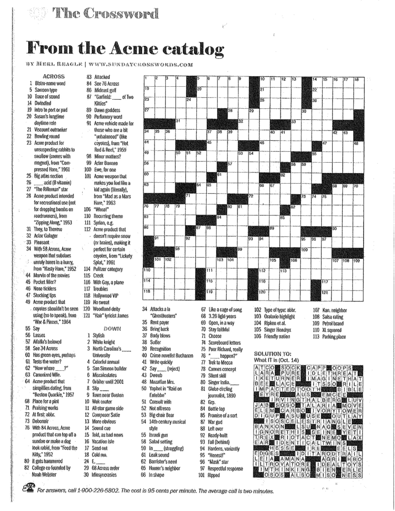 Merl Reagle s Sunday Crossword Free Printable Free Printable