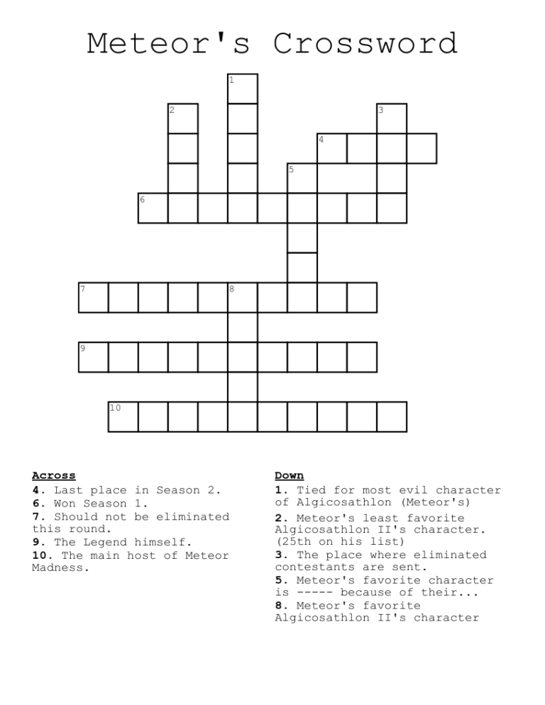 Meteor s Crossword WordMint