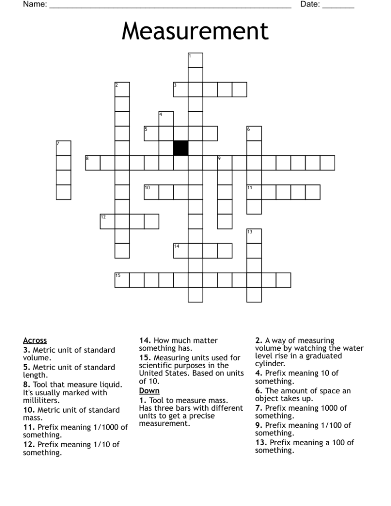 Metric Weight Units Crossword