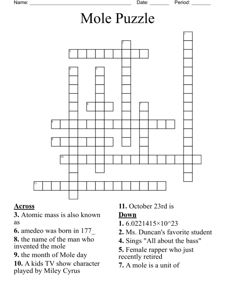 Mole Crossword WordMint