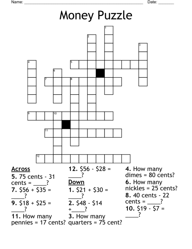 Money Puzzle Crossword WordMint