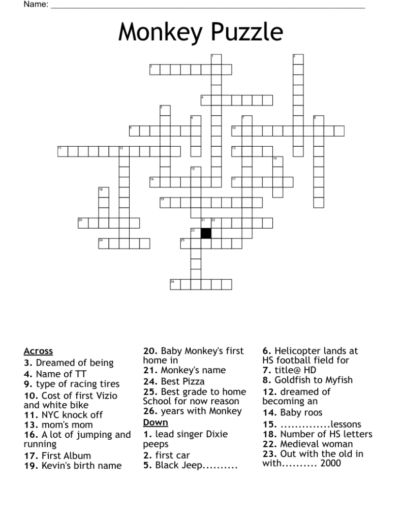 Monkey Puzzle Crossword WordMint