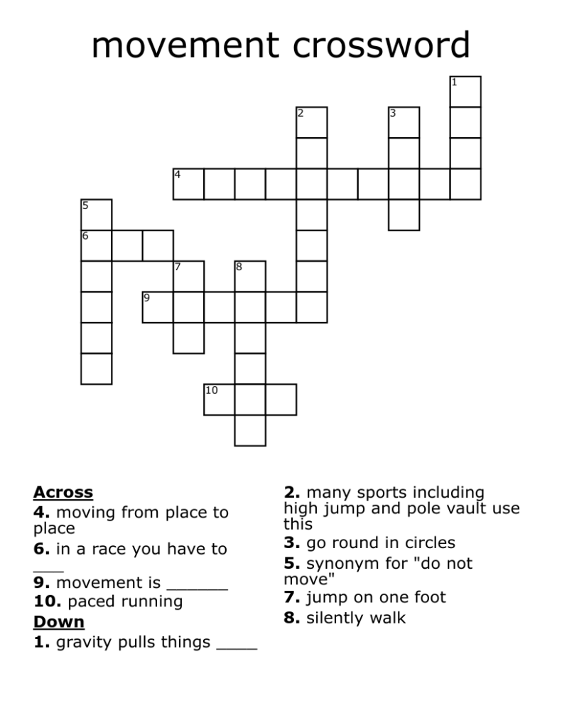 Movement Crossword WordMint