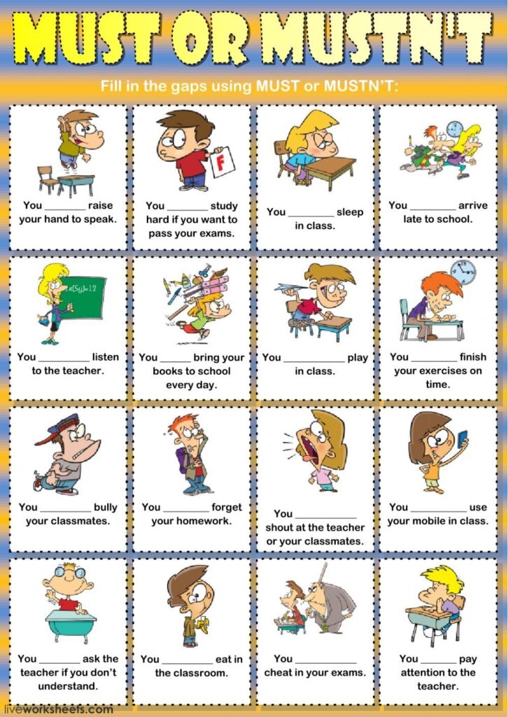 Must Or Mustn t Interactive And Downloadable Worksheet You Can Do The 