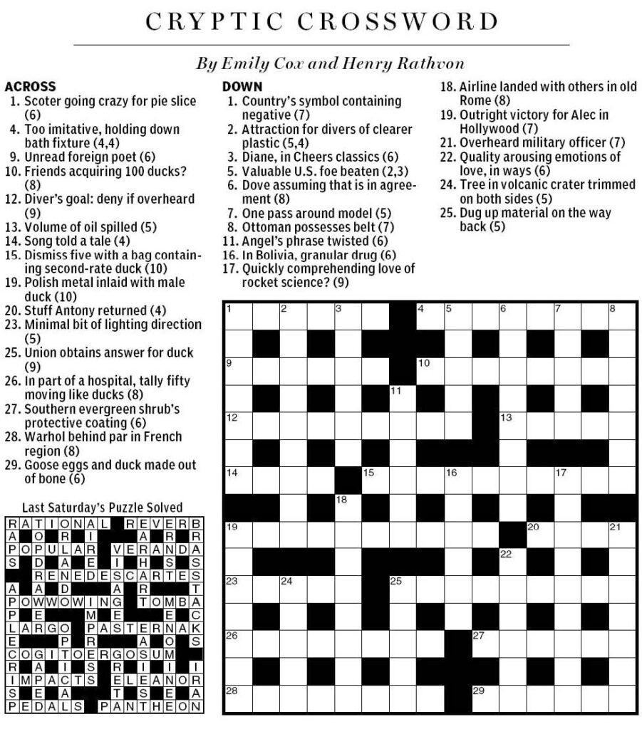 National Post Cryptic Crossword Forum Saturday February 19 2011 