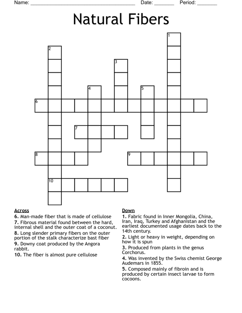 Natural Fibers Crossword WordMint