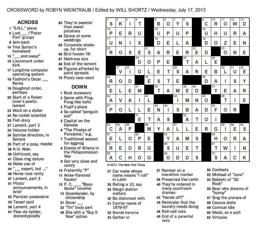 New York Daily News Crossword Puzzle Printable FreePrintable me