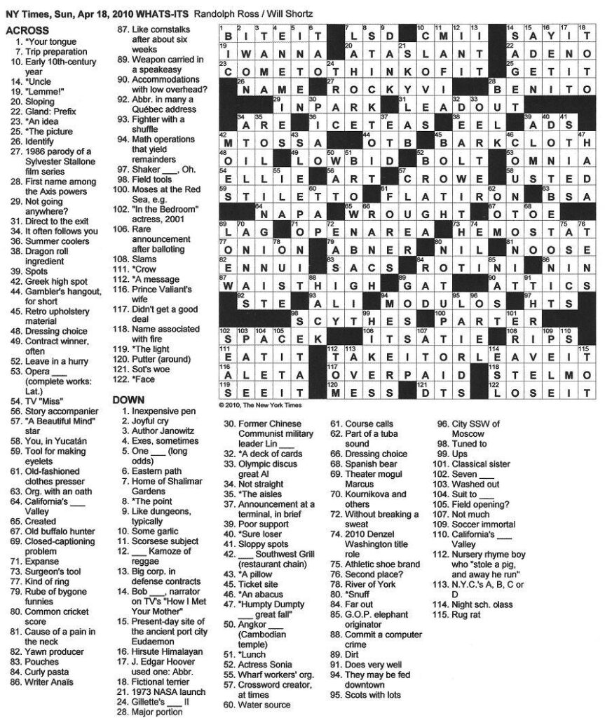 New York Times Crossword Puzzles Printable Prntbl 