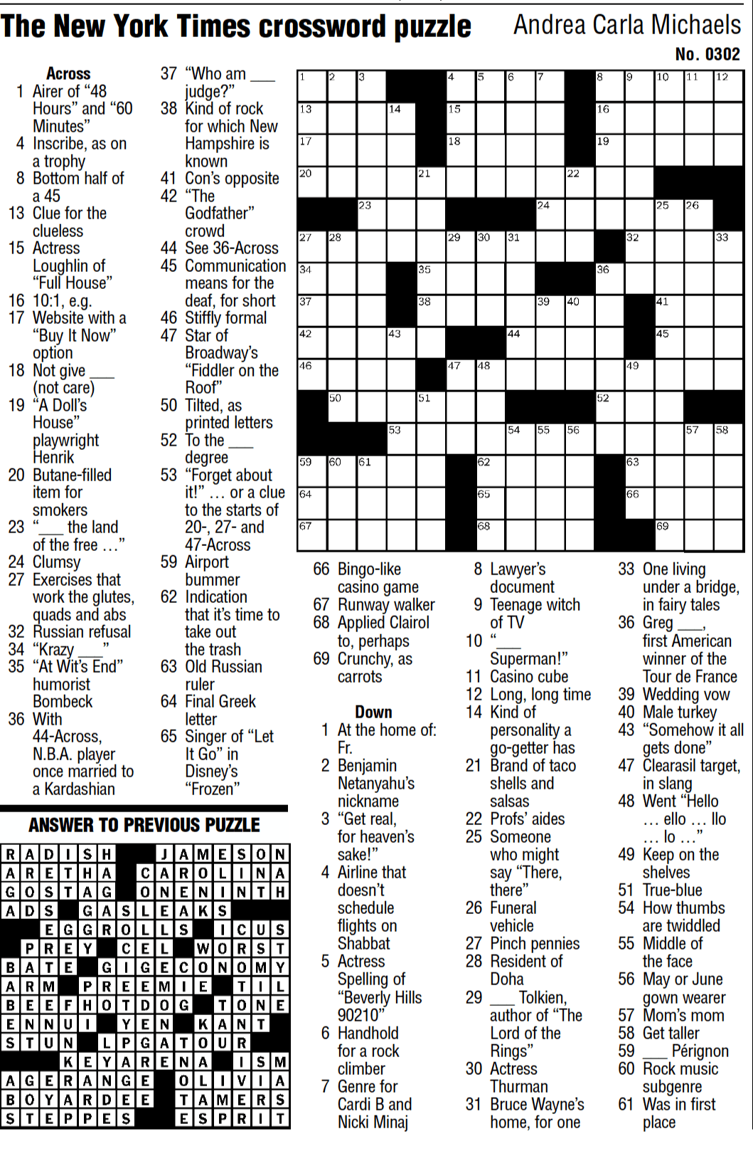 New York Times Printable Crossword Puzzle