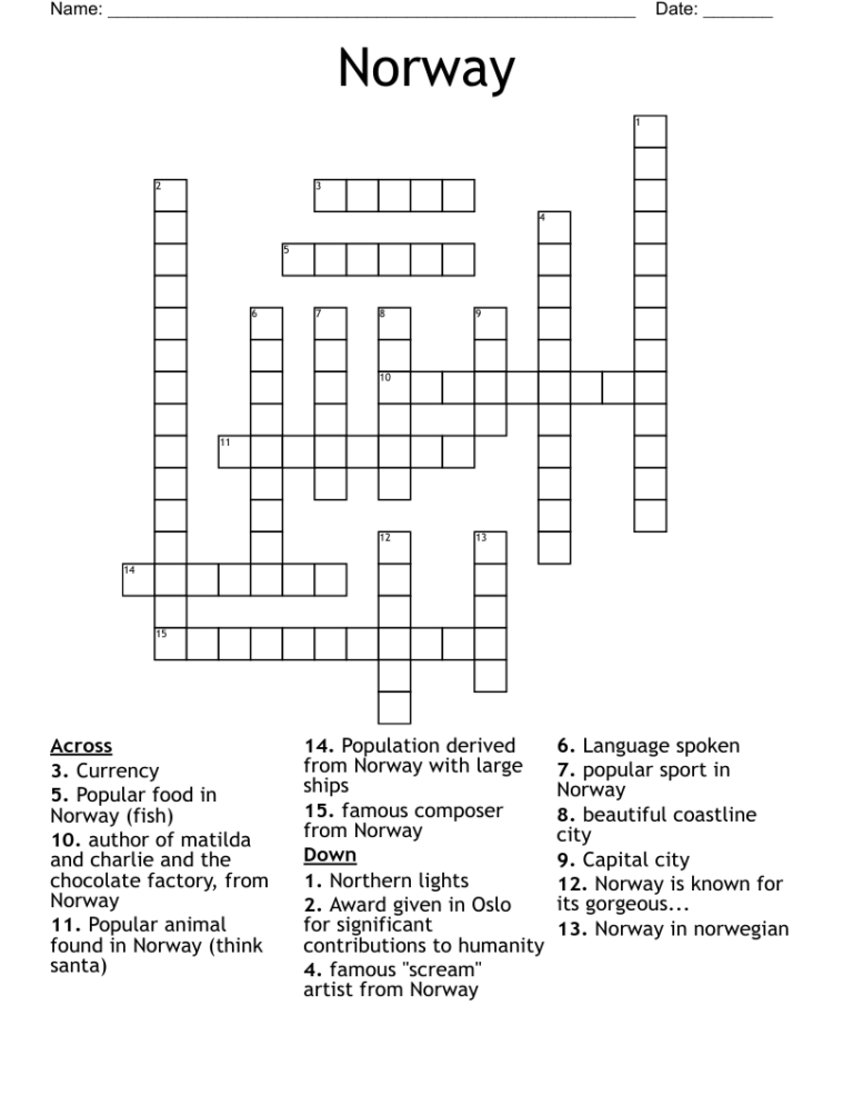 Norway Crossword WordMint