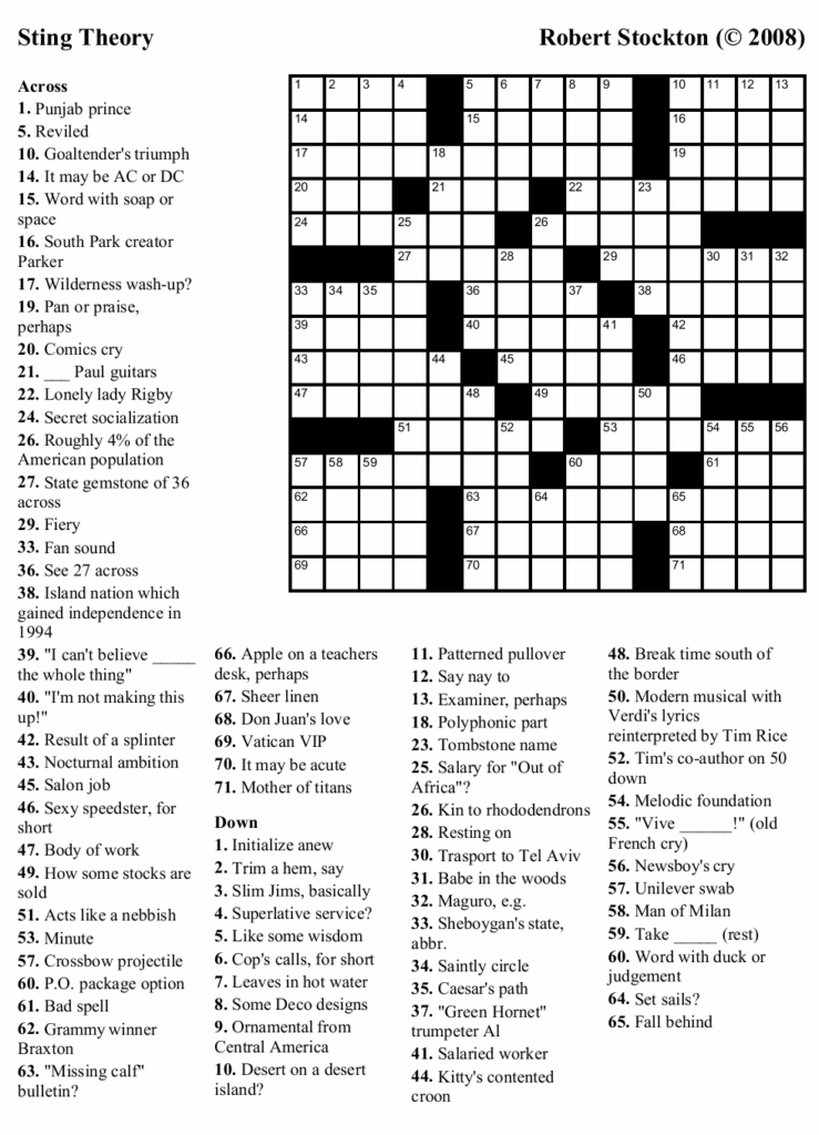 Ny Time Crossword Printable New York Times Crossword Puzzle 