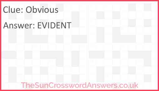 Obvious Crossword Clue TheSunCrosswordAnswers co uk