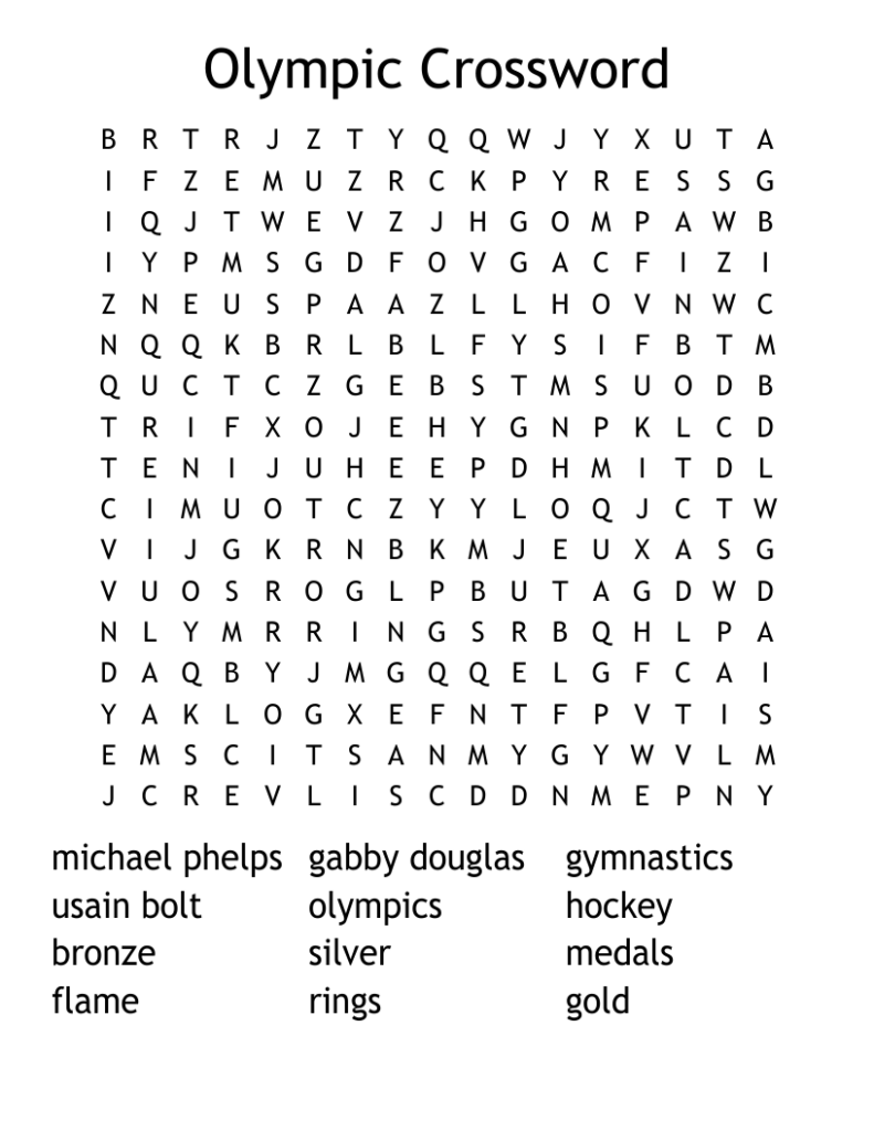 Olympic Crossword Word Search WordMint