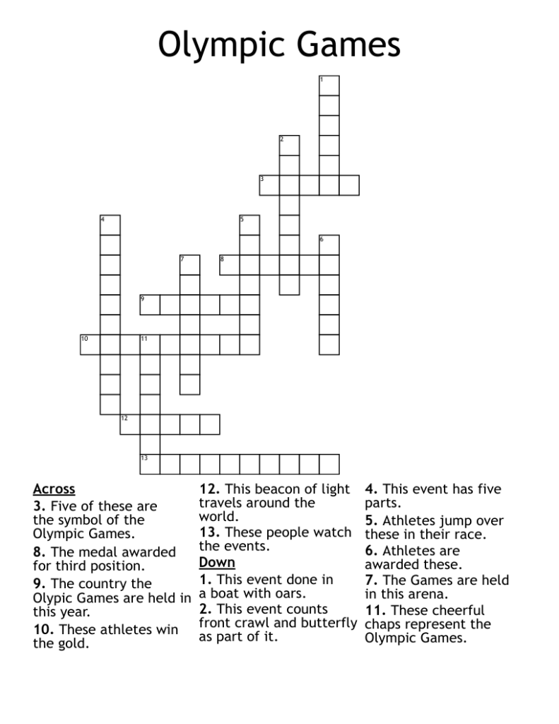 Olympic Games Crossword WordMint