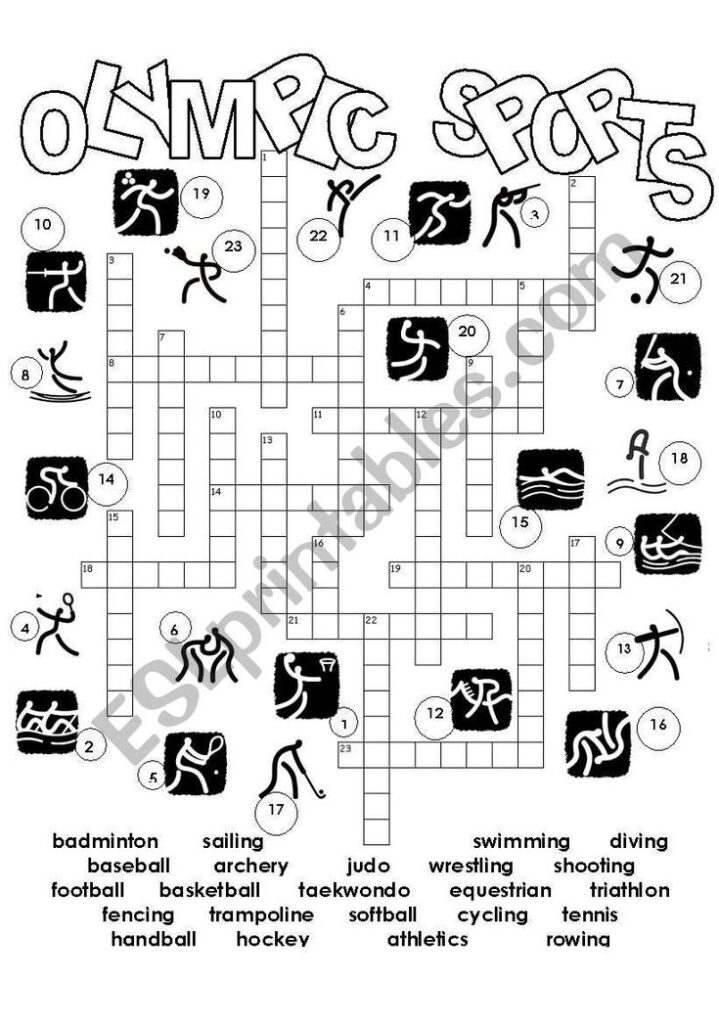 Olympic Sports Crossword ESL Worksheet By Me fig In 2024 Sports 