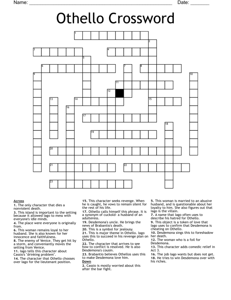 Othello Crossword WordMint