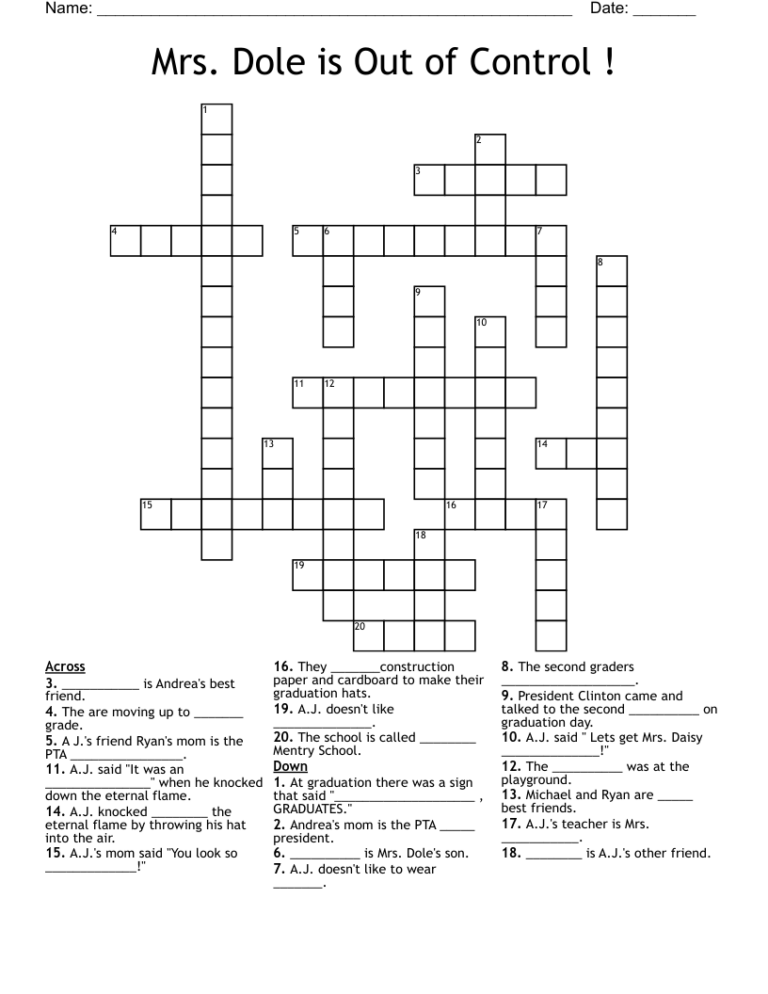 Out Of Control Crossword Prntbl concejomunicipaldechinu gov co