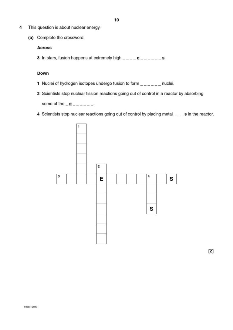 P4 Nuclear Fusion Fission Crossword 1 By Darton Science Issuu