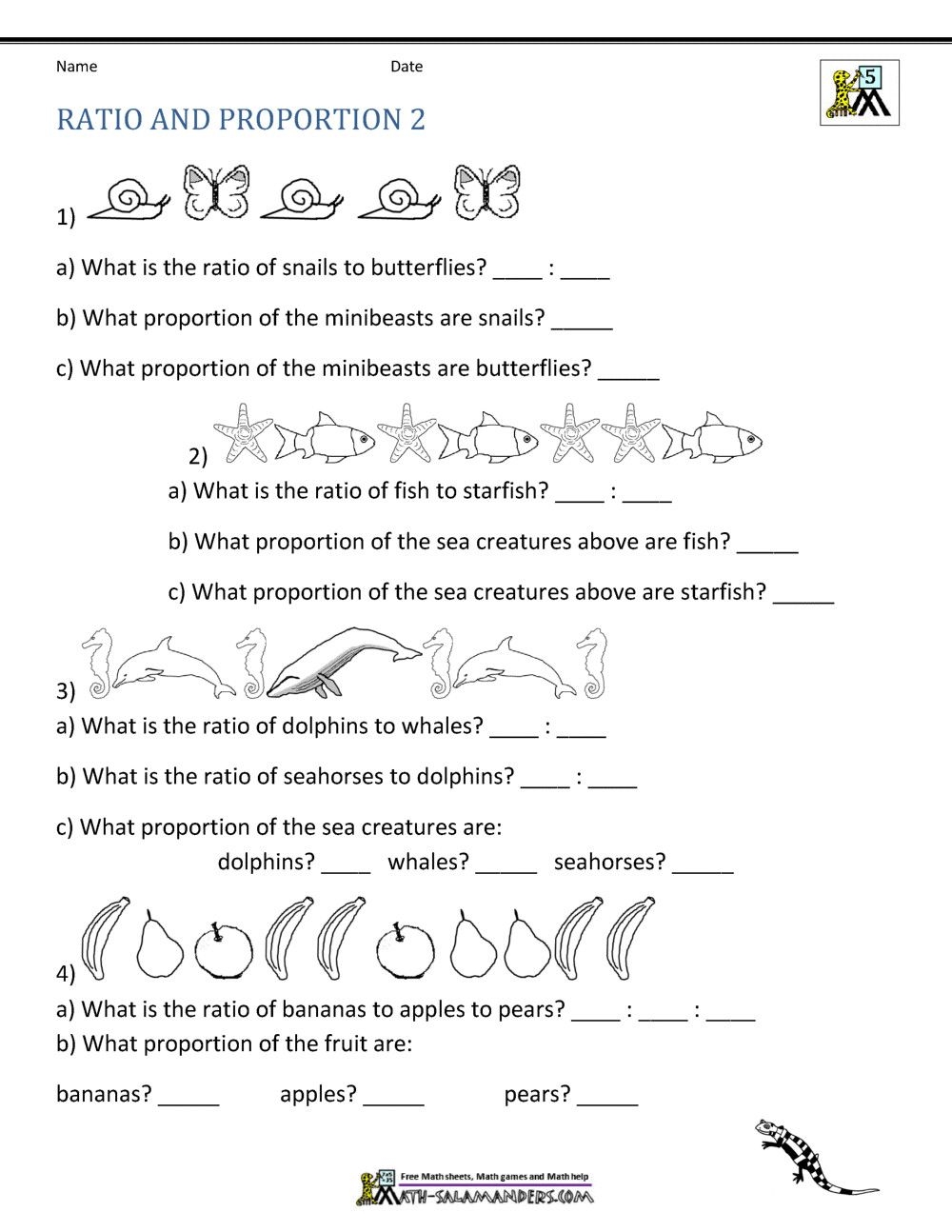 Part To Part Ratio Word Problems Worksheets