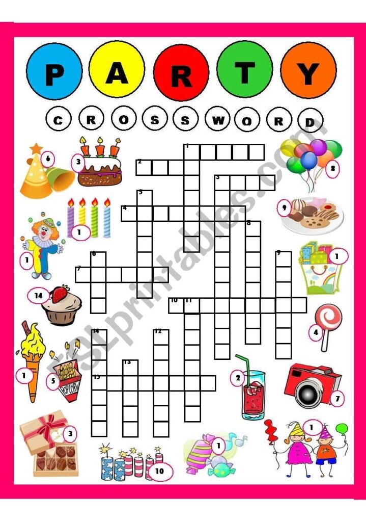 Party Crossword ESL Worksheet By Amna 107