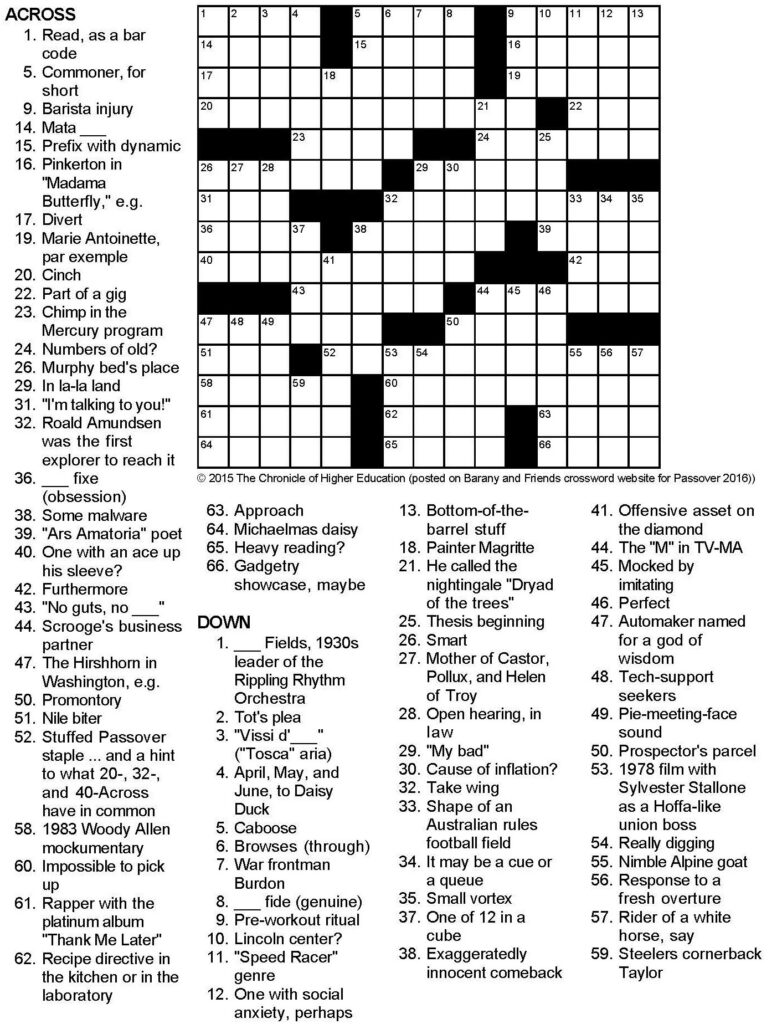 Passover Crossword Puzzle Printable Printable Crossword Puzzles