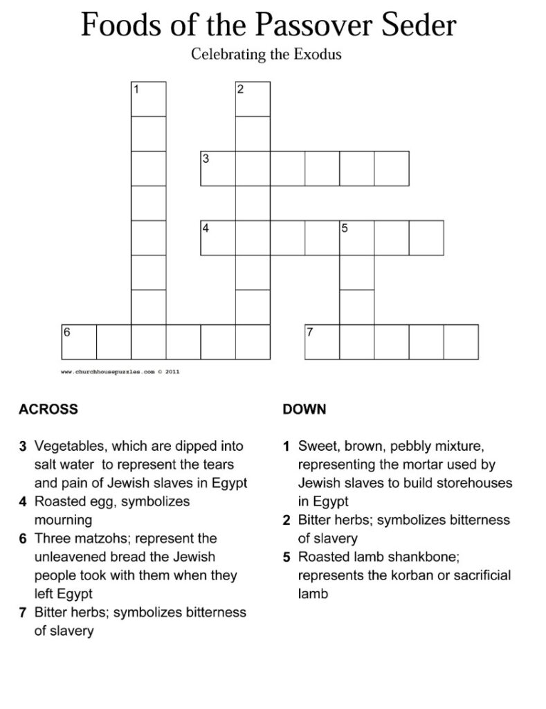 Passover Crossword Puzzle Printable Printable Crossword Puzzles