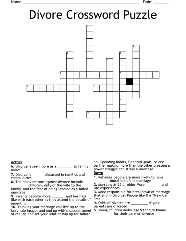 Payment Made After Divorce Crossword Interstellargator