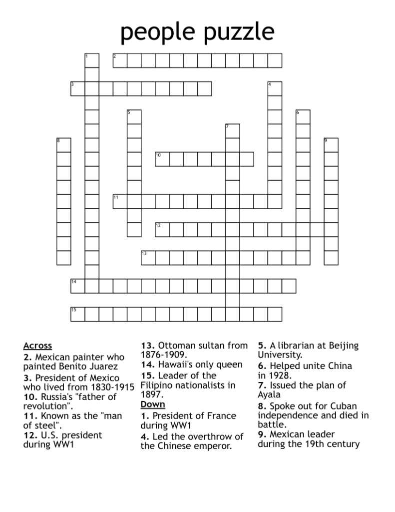 People Puzzle Crossword WordMint