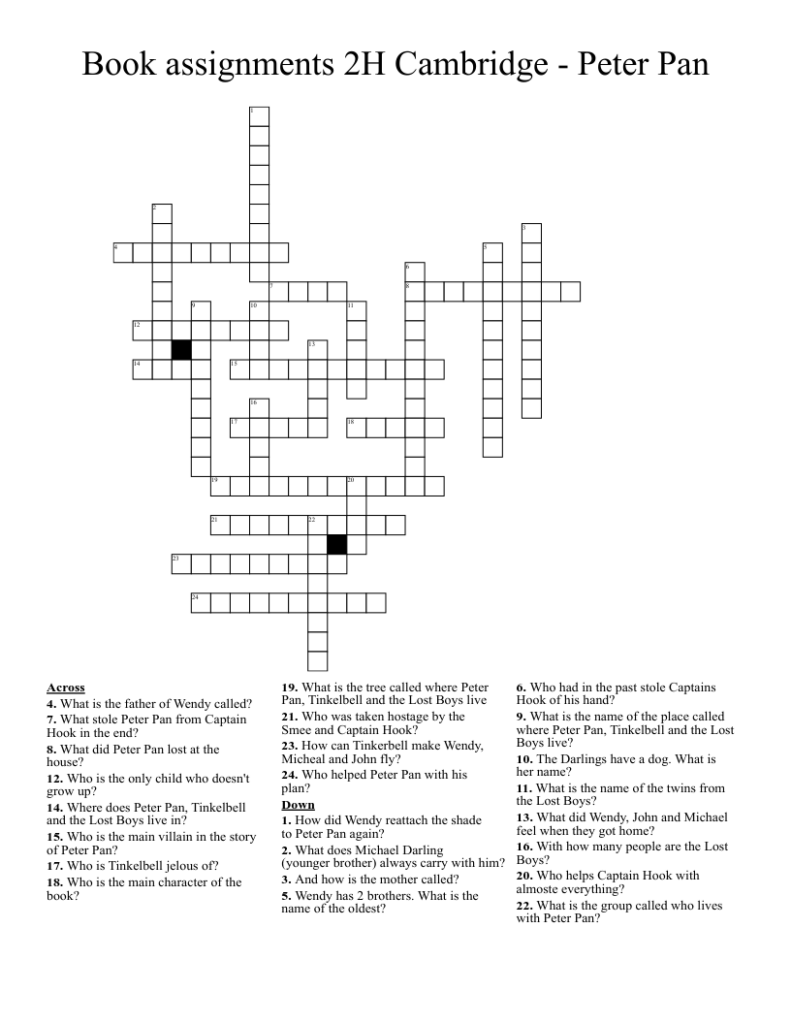 Peter Pan Dog Crossword