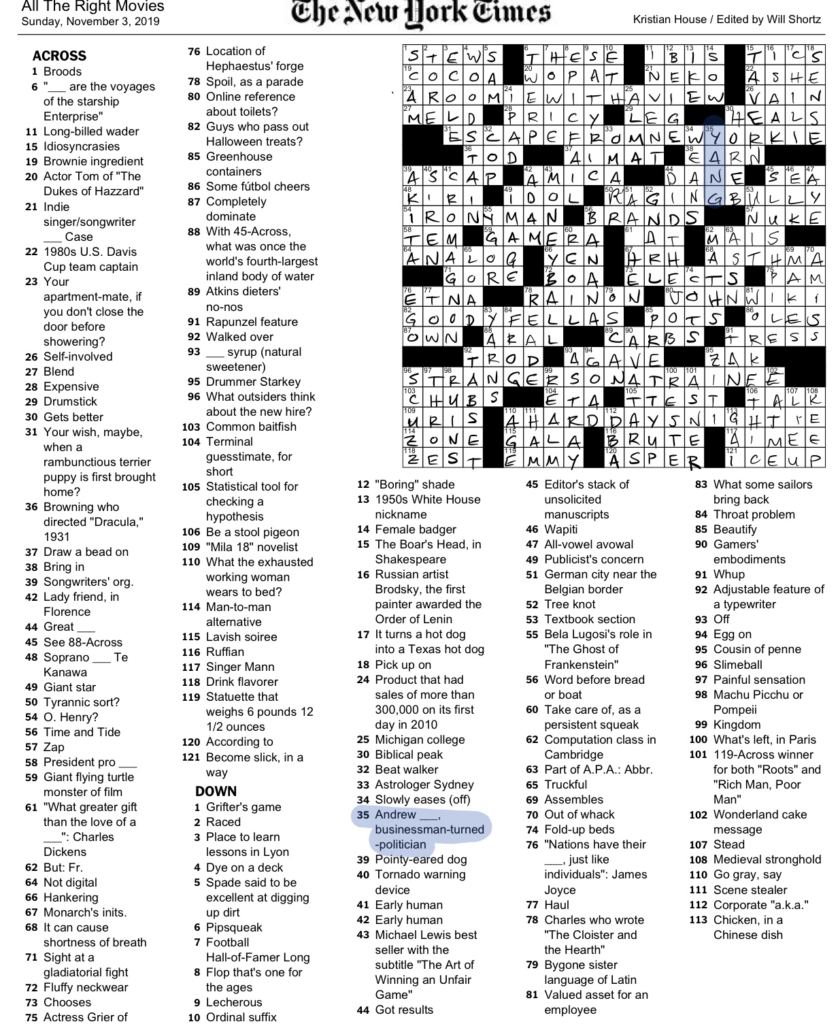 Political Campaign Made Up Of Nyt Crossword Prntbl 