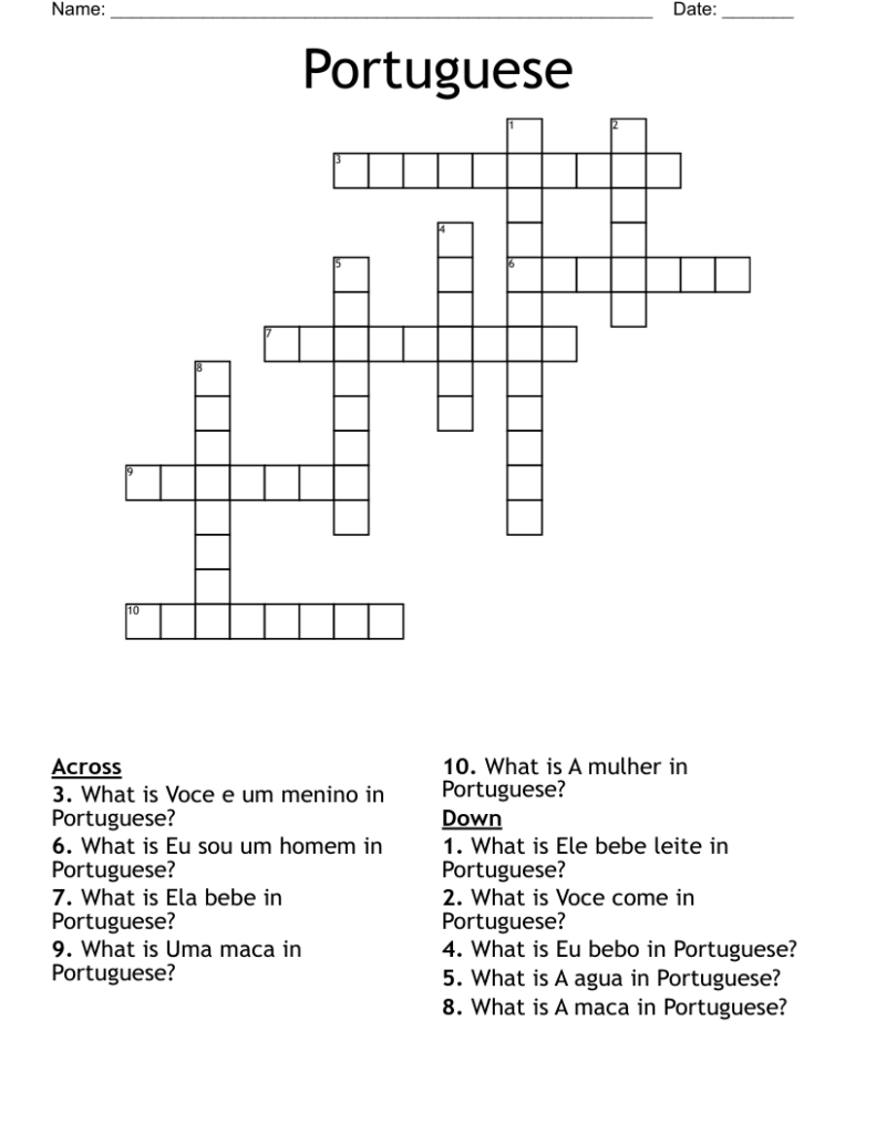 Portuguese Crossword WordMint