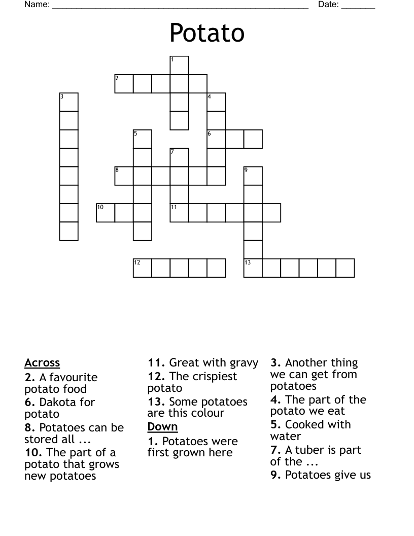 Potato Crossword WordMint